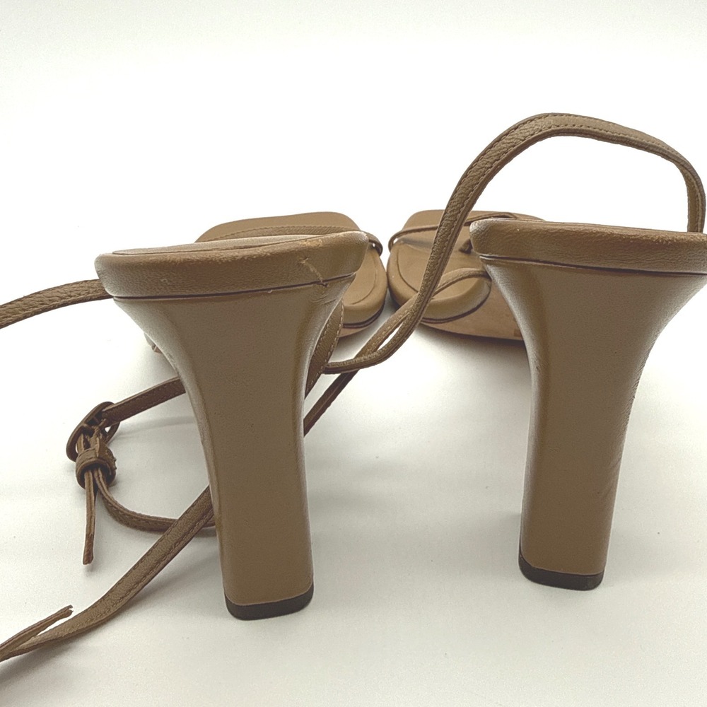 Vince Qiana Ankle Strap Sandal Dark Walnut Leather Square Toe Block Heel Brown - Picture 13 of 16